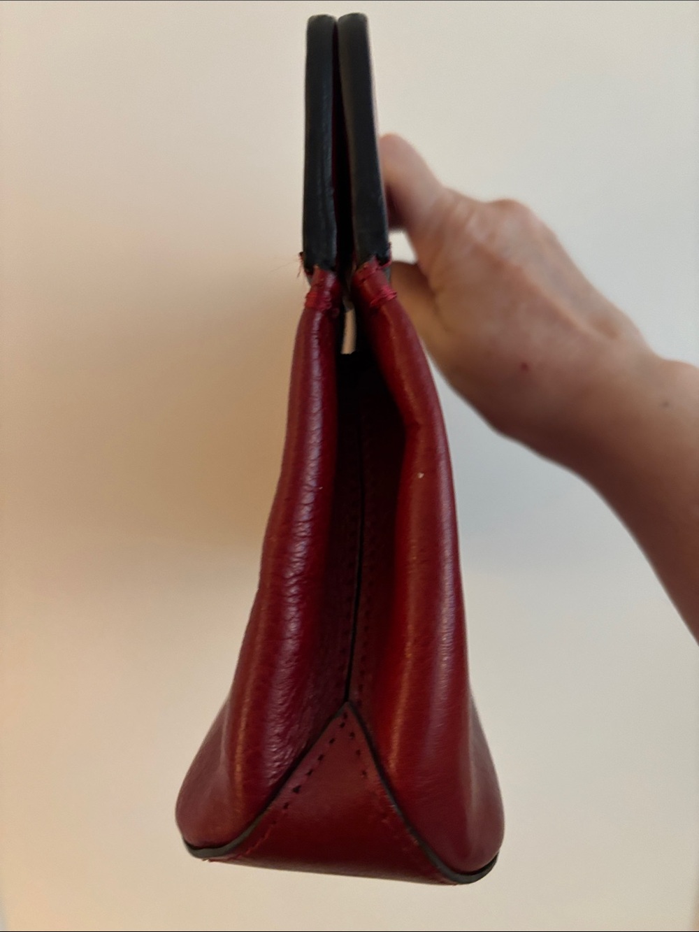 WILSONS LEATHER Pelle Series Red Leather Top-Handle Mini Bag Magnet Closure - Picture 2 of 9